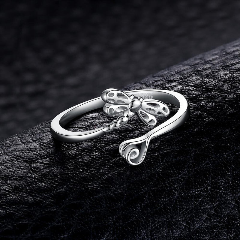 Dragonfly Silver Wrap Ring