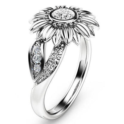 Colourful Crystal Sunflower Ring