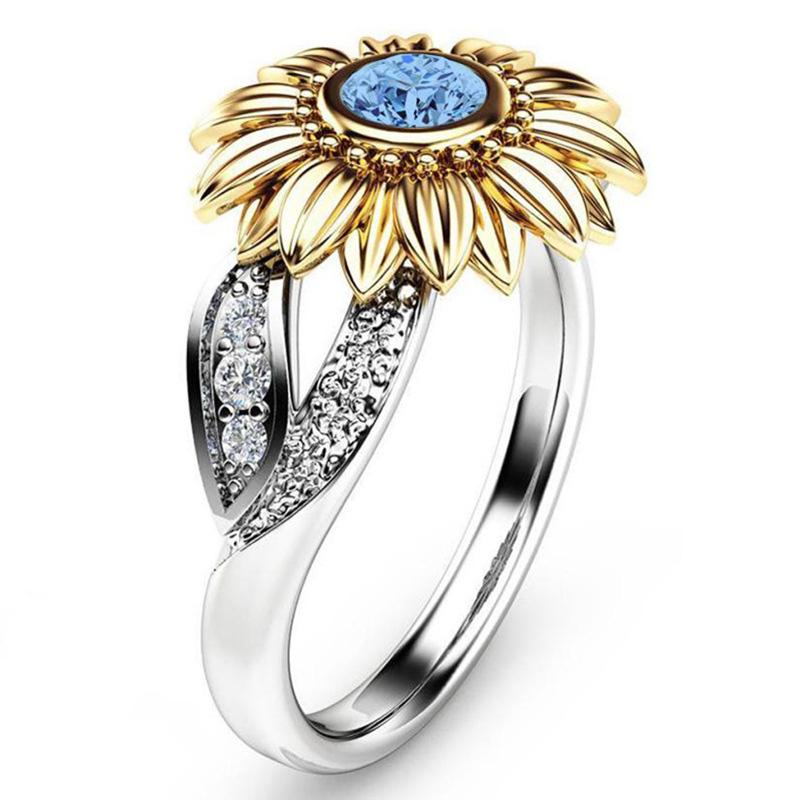 Colourful Crystal Sunflower Ring