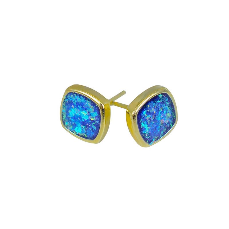 Gold Ocean Kyocera Opal Earrings