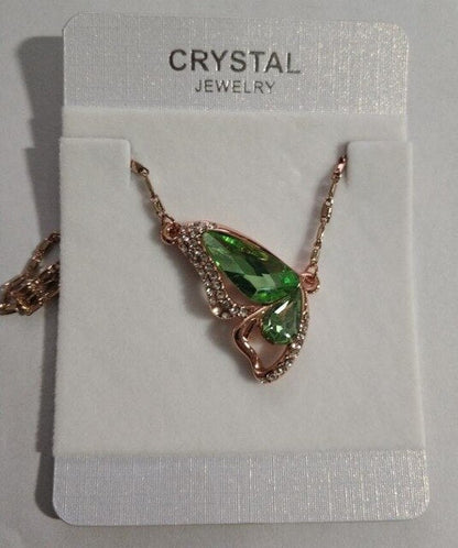 Butterfly Crystals Pendant Silver Plated Necklace