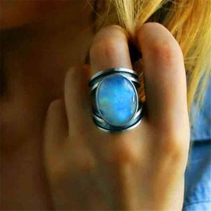 Oval Moonstone Aura Ring