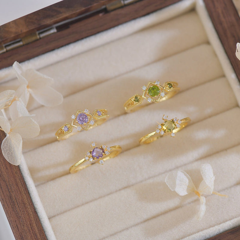 Amethyst Baroque Ring Set
