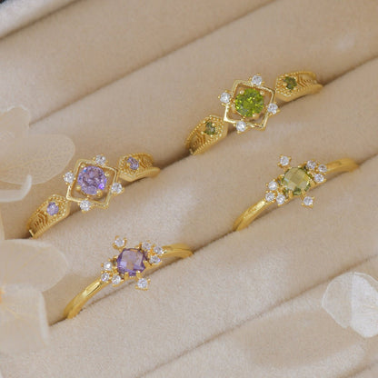 Amethyst Baroque Ring Set