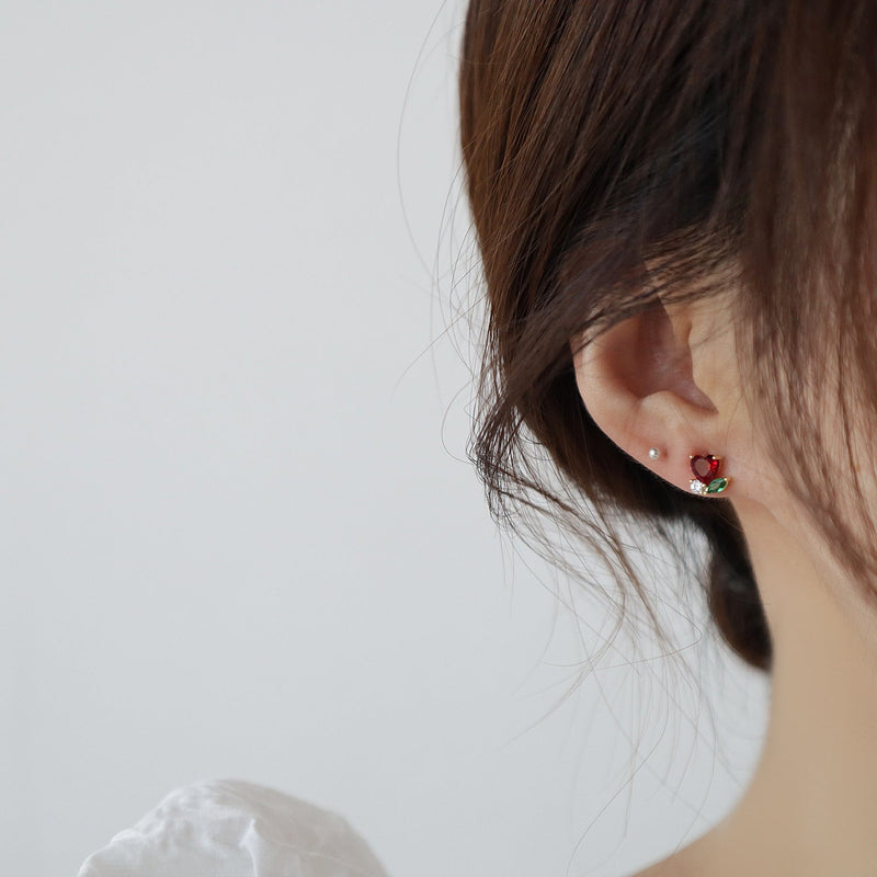 Red Heart Stud Earrings