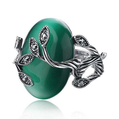 Agate Jade Silver Plated Ring