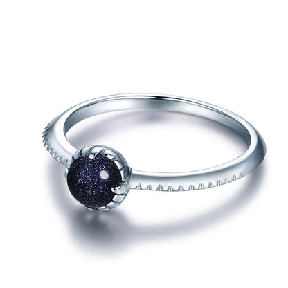 Cosmic Blue Sandstone Silver Ring