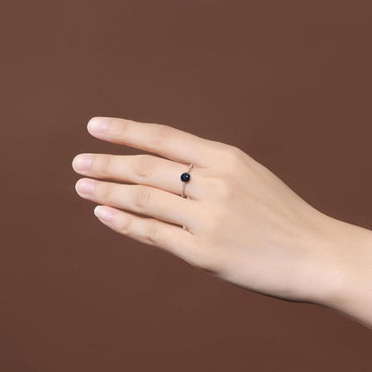 Cosmic Blue Sandstone Silver Ring