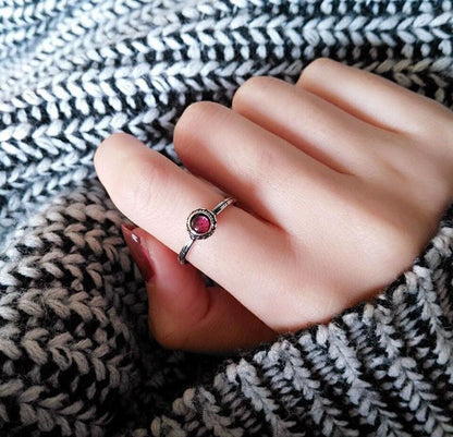 Fiery Red Stone Sterling Silver Ring