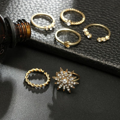 Majestic Golden Sun Ring Set