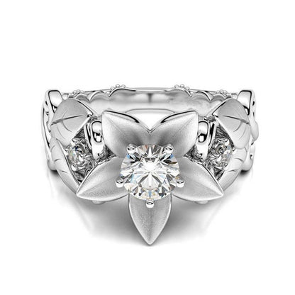 Rhinestone Crystal Flower Ring