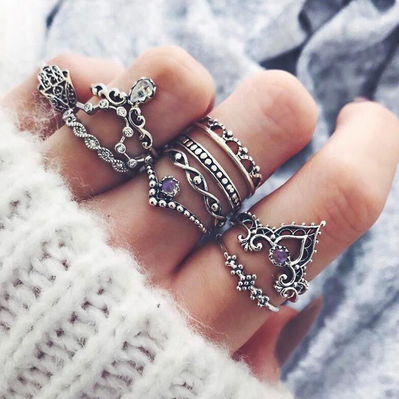 Purple Goddess Ring Set
