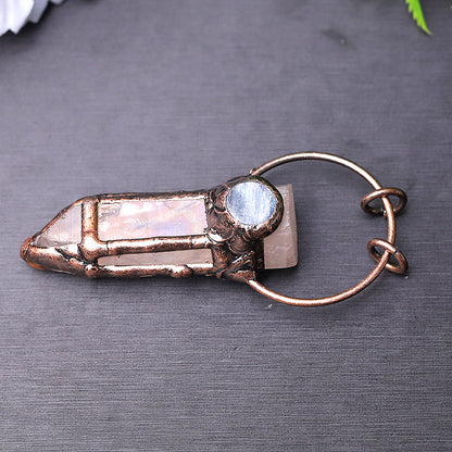 Rose Quartz Pendant With Kyanite 2-3 Inch Healing Jewelry