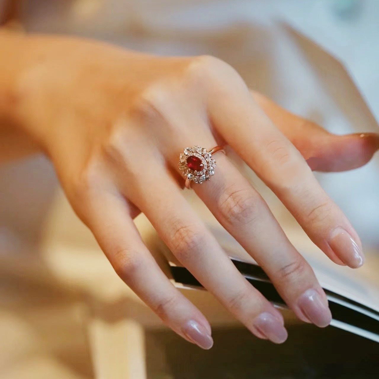 Ruby Dahlia Ring