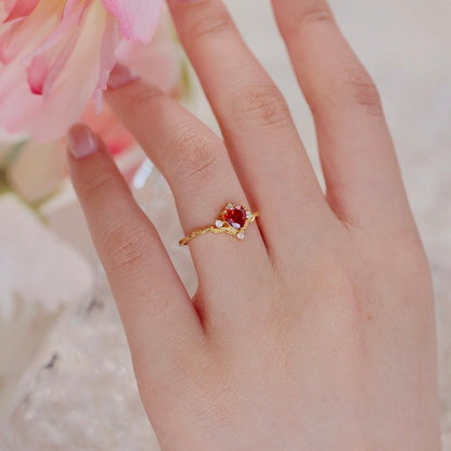 Ruby Heart Tiara Ring