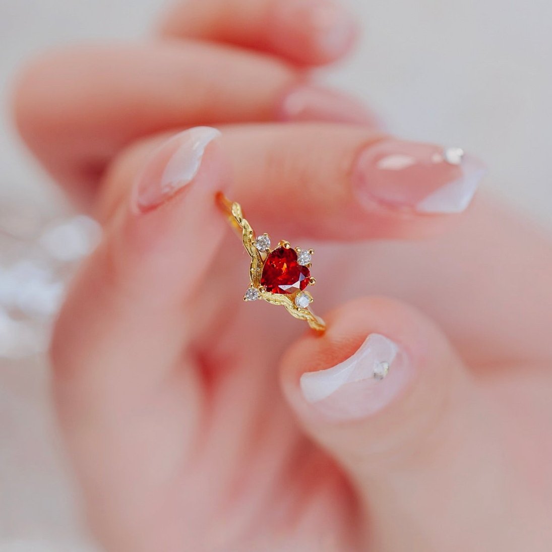 Ruby Heart Tiara Ring