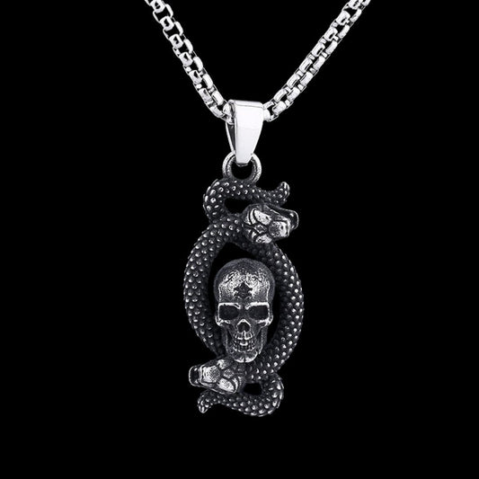 Skull With Snake Pendant