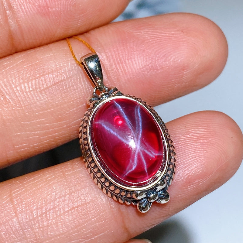 Star Ruby Pendant Spiritual Necklace 15-25mm Healing Crystal