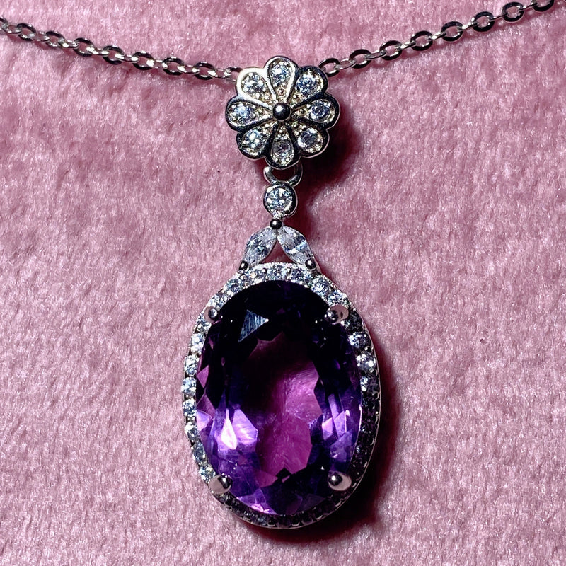 Sterling Silver Amethyst Pendant for Healing & Meditation