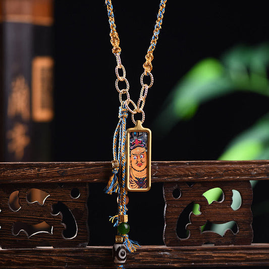 Titanium Steel Necklace With Five Gods of Wealth Pendant
