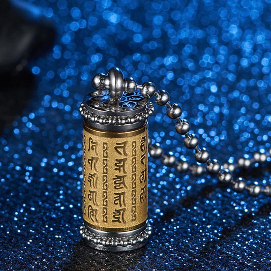 Titanium Steel Prayer Wheel Necklace | Balance Spiritual Pendant