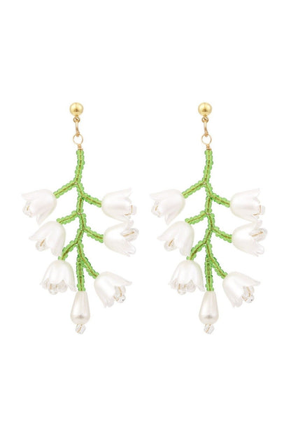 Tulip Beaded Drop Earrings