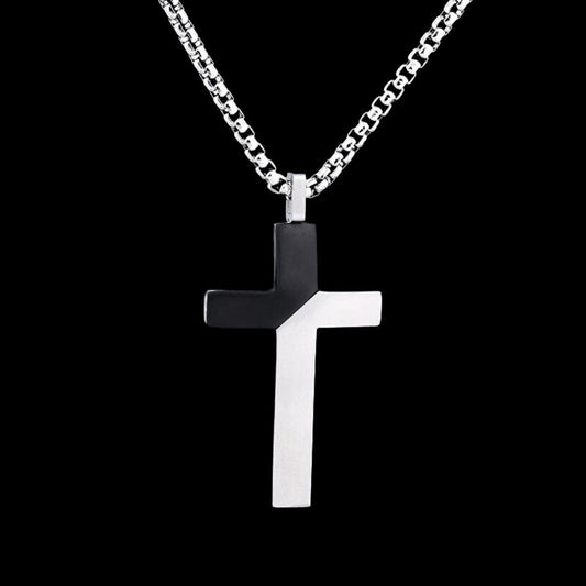 Two Tone Minimalist Stainless Steel Cross Pendant