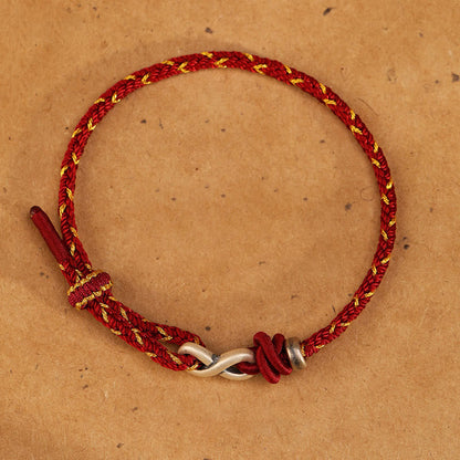 14-18cm Red String Bracelet With Sterling Silver Infinity Knot