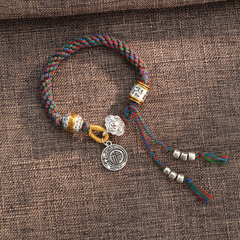 Tibetan Om Mani Padme Hum Fu Luck Braided Bracelet