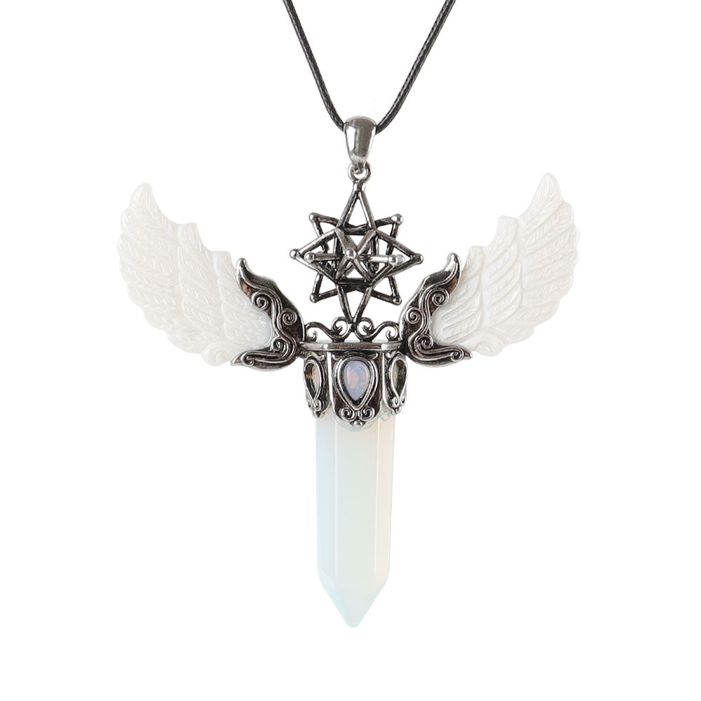 Wing Crystal Pendant 3.1in Spiritual Necklace