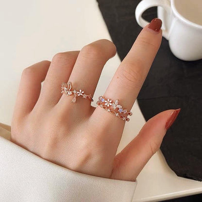 Vivian White Flower Butterfly Ring